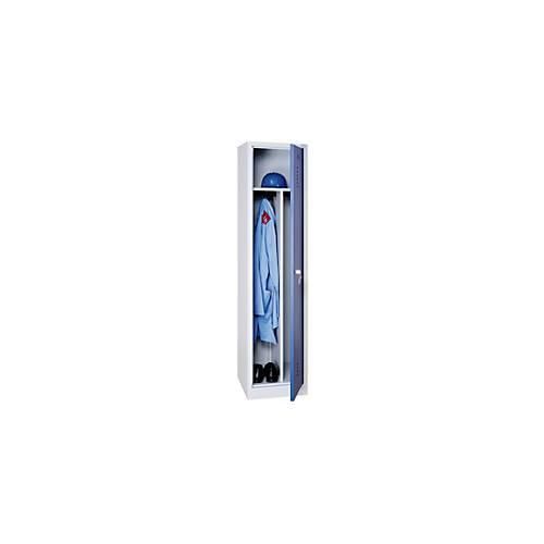 Kleiderspind, 1 Tür, B 400 x H 1800 mm, Vorhängeschloss, lichtgrau/blau