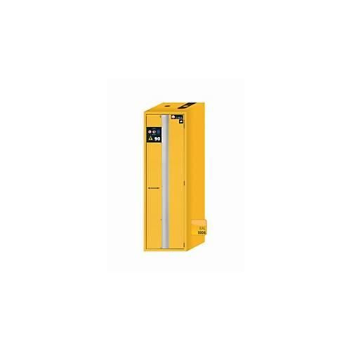 Sicherheitsschrank Typ 90 asecos S-PHOENIX Vol.2-90, Falttür mit Schließ-Automatik, Anschlag rechts, Front Sicherheitsgelb, B 596 x T 749 x H 1968 mm
