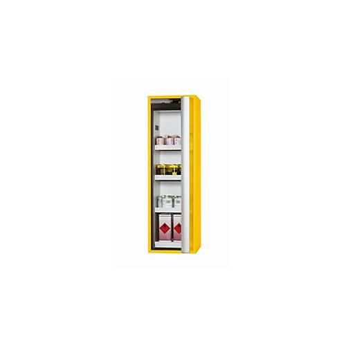 Sicherheitsschrank Typ 90 asecos S-PHOENIX-90, Falttür mit Türfeststellanlage, Anschlag rechts, Front Sicherheitsgelb, B 596 x T 616 x H 1968 mm
