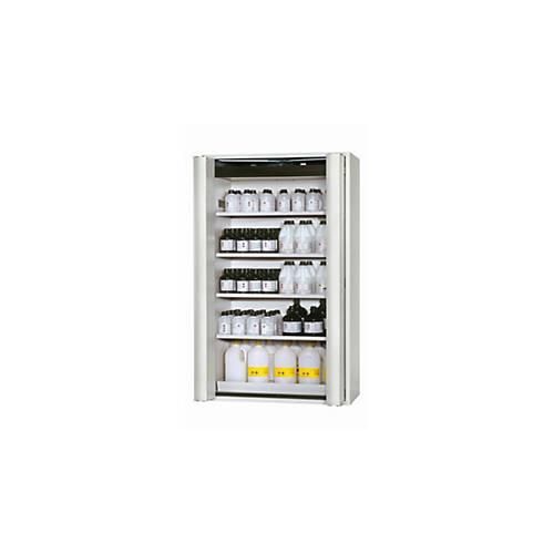 Sicherheitsschrank Typ 90 asecos S-PHOENIX Vol.2-90, Falttüren mit Einhand- und Schließ-Automatik, Front Lichtgrau, B 1196 x T 616 x H 1968 mm