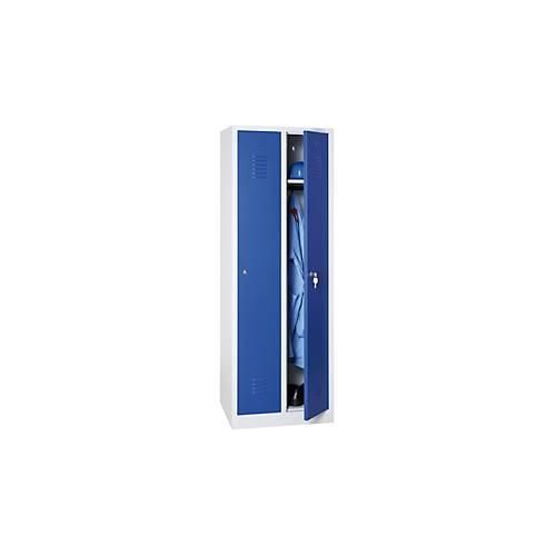Kleiderspind, 2 Türen, B 800 x H 1800 mm, Vorhängeschloss, lichtgrau/blau