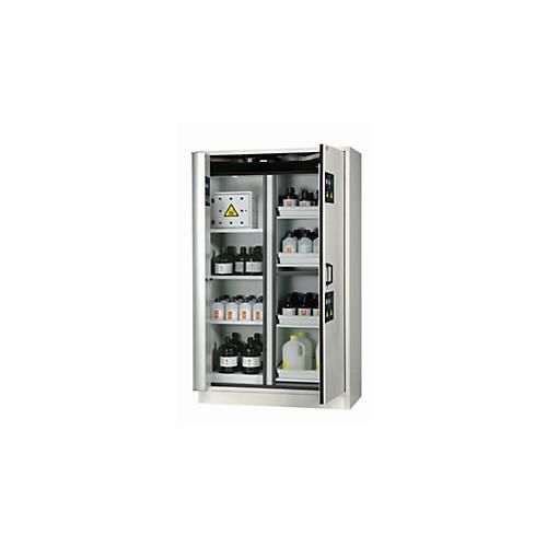 Kombi-Sicherheitsschrank Typ 30 asecos K-PHOENIX-30, Flügel- und Falttüren mit Türfeststellanlage, Front Lichtgrau, B 1202 x T 599 x H 1968 mm