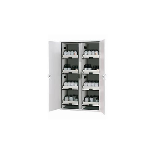 Säuren- und Laugenschrank asecos SL-CLASSIC, Flügeltüren, Front Lichtgrau, B 1197 x T 603 x H 1965 mm