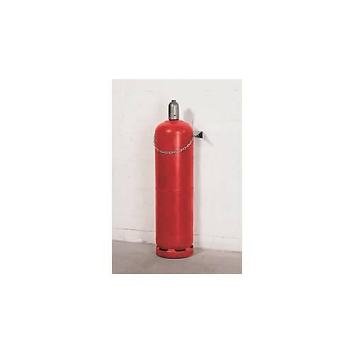 Gasflaschen-Wandhalterung, Stahl, B 375 x T 220 x H 60 mm, 1 Flasche Ø 320 mm, mit Kettensicherung