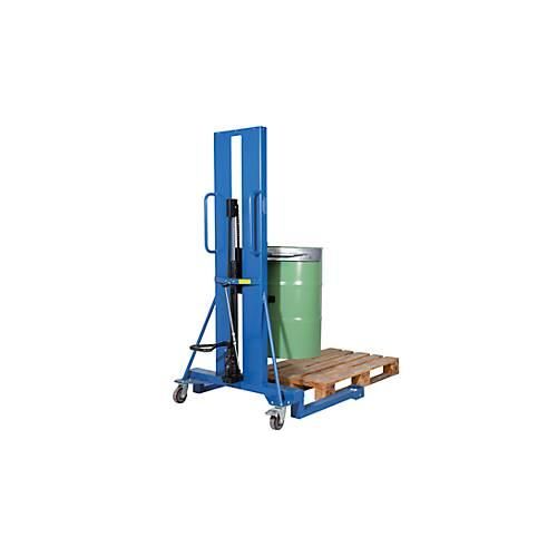 Fasslifter asecos, mit Fusspumpe, B 1200 x H 2135 x T 1100 mm, Hubbereich 0 – 1170 mm, Stahl lackiert
