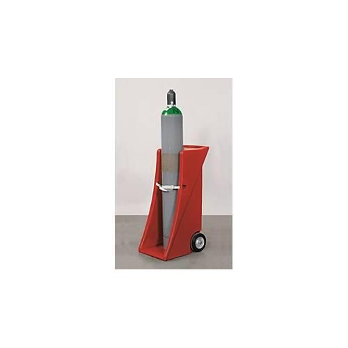 Gasflaschenwagen, Polyethylen, B 495 x T 627 x H 1110 mm, bis 80 kg, 1 Flasche Ø 320 mm, Zurrband zur Flaschensicherung