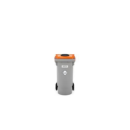 CEMO Sicherheitsbehälter für Spraydosen, Volumen 120 l, UN-Zulassung, 2 Entlüftungsöffnungen, mobil, mit Deckel & Gefahrgutaufkleber, Kunststoff
