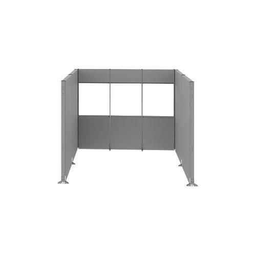 Schäfer Shop Select Schallschutz Stellwand System, U-Form, 15-teilig, mit Fenstern, Gesamtmaße L 3000 x B 2000 x H 2500 mm, staubgrau RAL 7037