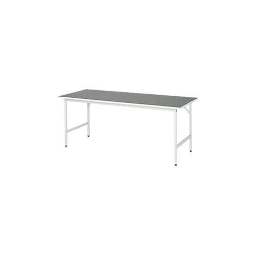 Rau Arbeitstisch Jerry, manuell höhenverstellbar, 25 mm Spanplatte mit Linoleumbelag, bis 300 kg, B 2000 x T 800 x H 800-850 mm, hellgrau/lichtgrau