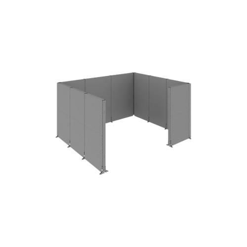 Schäfer Shop Select Schallschutz Stellwand Raum, 4 x 1-seitige Akustikwände, Gesamtmaße B 3730 x T 3230 x H 2000 mm, staubgrau RAL 7037