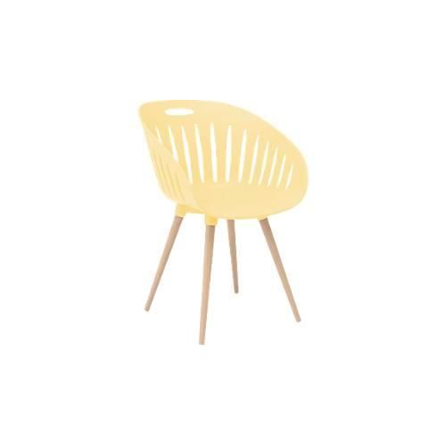 Outdoor-Stuhl Topstar T2023, 2 Stück, ergonomische Kunststoffschale, Füße ein- und ausdrehbar, gelb