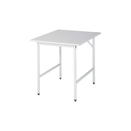 Rau ESD-Arbeitstisch Jerry, manuell höhenverstellbar, 28 mm Spanplatte mit Melaminbelag, bis 300 kg, B 750 x T 1000 x H 800-850 mm, lichtgrau