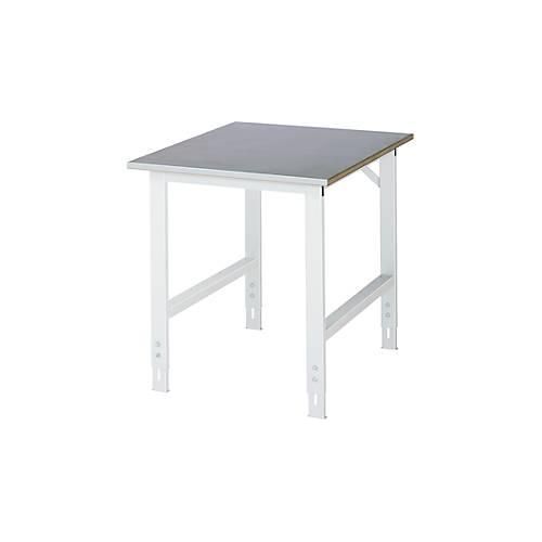 Rau Arbeitstisch Tom, manuell höhenverstellbar, 25 mm MDF-Platte mit Stahlblechbelag, bis 500 kg, B 750 x T 1000 x H 760-1080 mm, silber/lichtgrau