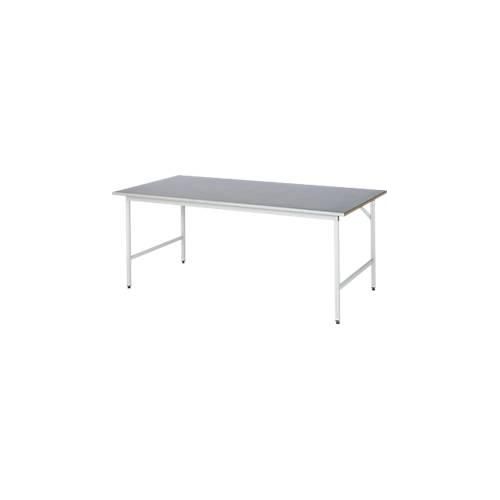 Rau Arbeitstisch Jerry, manuell höhenverstellbar, 25 mm MDF-Platte mit Stahlblechbelag, bis 300 kg, B 2000 x T 1000 x H 800-850 mm, silber/lichtgrau