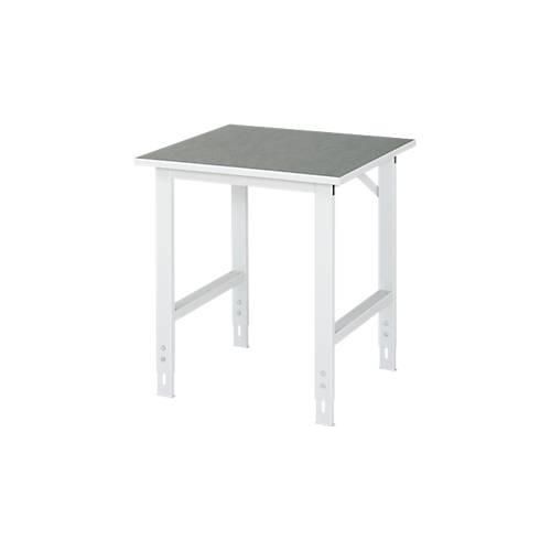 Rau Arbeitstisch Tom, manuell höhenverstellbar, 25 mm Spanplatte mit Linoleumbelag, bis 500 kg, B 750 x T 800 x H 760-1080 mm, hellgrau/lichtgrau