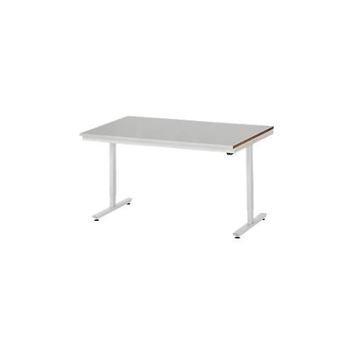 Rau Arbeitstisch Adlatus, elektrisch höhenverstellbar, 25 mm MDF-Platte, Edelstahlbelag, bis 150 kg, B 1500 x T 800 x H 720-1120 mm, silber/lichtgrau
