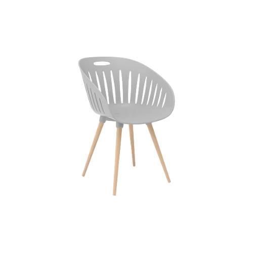 Outdoor-Stuhl Topstar T2023, 2 Stück, ergonomische Kunststoffschale, Füße ein- und ausdrehbar, hellgrau