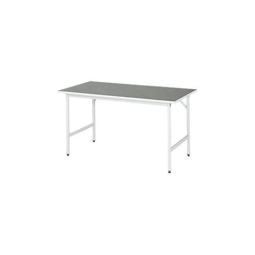 Rau Arbeitstisch Jerry, manuell höhenverstellbar, 25 mm Spanplatte mit Linoleumbelag, bis 300 kg, B 1500 x T 800 x H 800-850 mm, hellgrau/lichtgrau