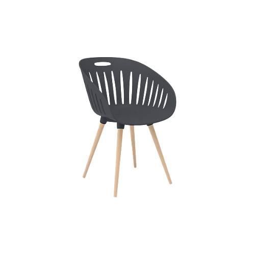 Outdoor-Stuhl Topstar T2023, 2 Stück, ergonomische Kunststoffschale, Füße ein- und ausdrehbar, anthrazit