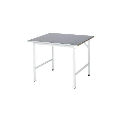 Rau Arbeitstisch Jerry, manuell höhenverstellbar, 25 mm MDF-Platte mit Stahlblechbelag, bis 300 kg, B 750 x T 1000 x H 800-850 mm, silber/lichtgrau