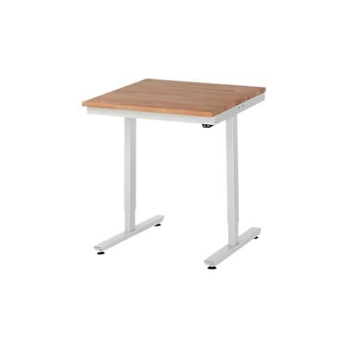 Rau Arbeitstisch Adlatus, elektrisch höhenverstellbar, 25 mm geölte Massivholzplatte, bis 150 kg, B 750 x T 1000 x H 720-1120 mm, Buche/lichtgrau