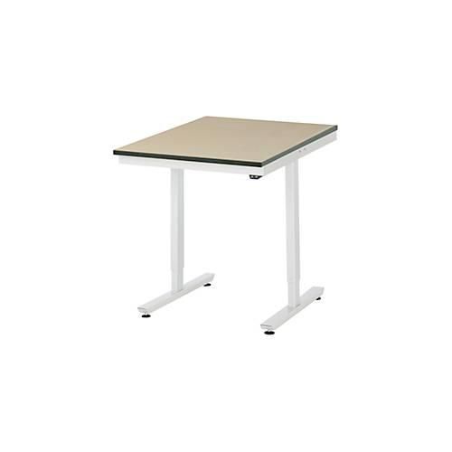 Rau Arbeitstisch Adlatus, elektrisch höhenverstellbar, 22 mm MDF-Platte, bis 150 kg, B 750 x T 1000 x H 720-1120 mm, braun/lichtgrau