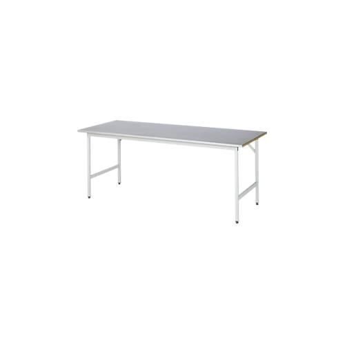 Rau Arbeitstisch Jerry, manuell höhenverstellbar, 25 mm MDF-Platte mit Stahlblechbelag, bis 300 kg, B 2000 x T 800 x H 800-850 mm, silber/lichtgrau