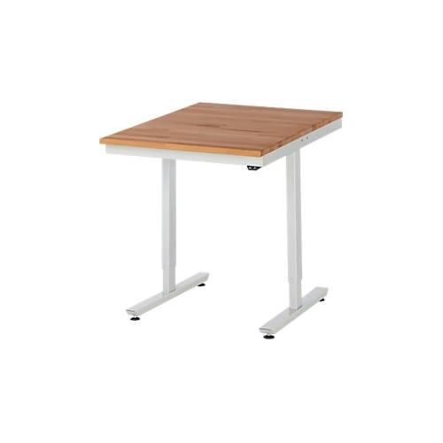 Rau Arbeitstisch Adlatus, elektrisch höhenverstellbar, 25 mm geölte Massivholzplatte, bis 150 kg, B 1000 x T 800 x H 720-1120 mm, Buche/lichtgrau