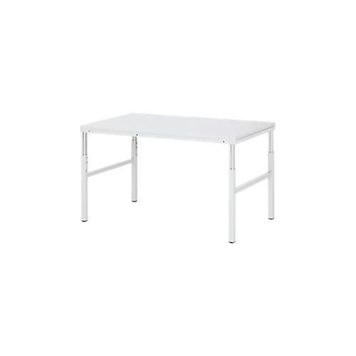Rau ESD-Basistisch Serie E, manuell höhenverstellbar, 28 mm Spanplatte mit Melaminbelag, bis 450 kg, B 1200 x T 900 x H 650-1000 mm, lichtgrau