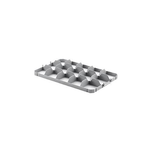 Gläsereinsatz Ringoplast, für Gläser- & Eurokästen, 3 x 5, oben, lebensmittelecht, stapelbar, B 365 x H 55 mm, Kunststoff, hellgrau
