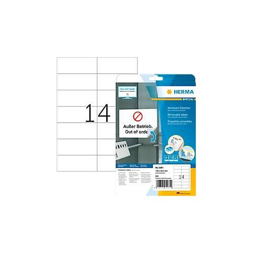 Herma Etiketten Nr. 5081, 105 x 42,3 mm, ablösbar, selbstklebend, Papier, weiß, 350 Stück