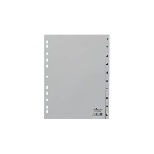 Durable Kunststoffregister, A4 hoch, Zahlen 1-10, grau