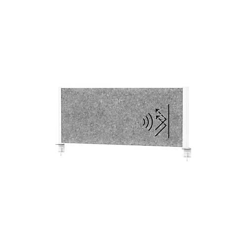 MAUL Tisch-Trennwand MAULconnecto, Akustikvlies 4000 g/m², Aluminiumprofil, B 1200 x H 500 mm, Akustik dunkelgrau, weiß