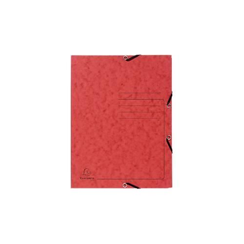 Exacompta Sammelmappe, DIN A4, mit Gummizug, 3 Klappen, beschriftbar, Colorspan-Karton, 355 g/m², rot