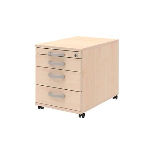 Rollcontainer BARI, Materialauszug, 3 Schubkästen, abschließbar, B 432 x T 577 x H 538 mm, Ahorn-Dekor