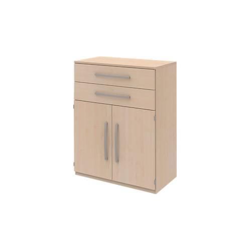 Highboard BARI, 3 OH, 2 Schubkästen, 2 Türen, 1 Boden, B 819 x T 430 x H 1117 mm, Ahorn-Dekor
