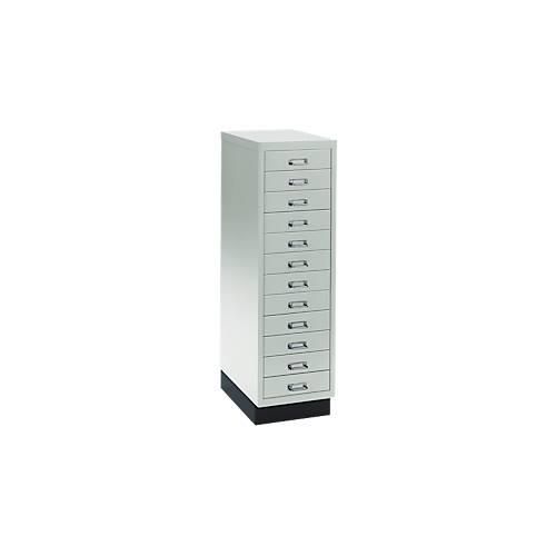 Schubladenschrank DIN A4, mit 12 Schubladen, 940 mm hoch, lichtgrau