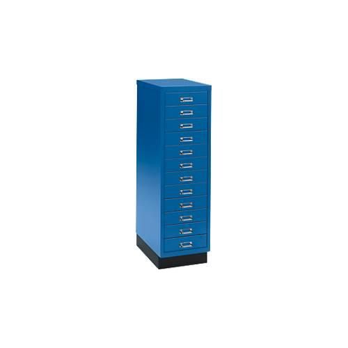 Schubladenschrank DIN A4, mit 12 Schubladen, 940 mm hoch, enzianblau