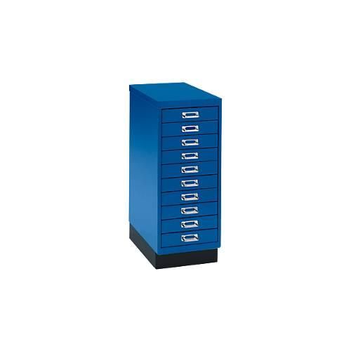 Schubladenschrank DIN A4, mit 10 Schubladen, 675 mm hoch, enzianblau