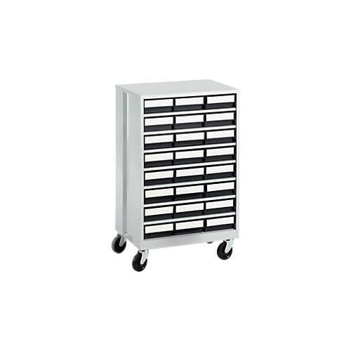 Schubladenregal, mit 24 Schubladen, grau