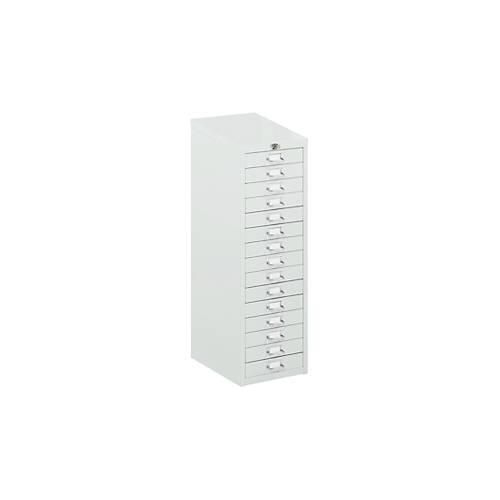Schubladenschrank mit Zentralverschluss, 15 Schubladen, 940 mm hoch, lichtgrau