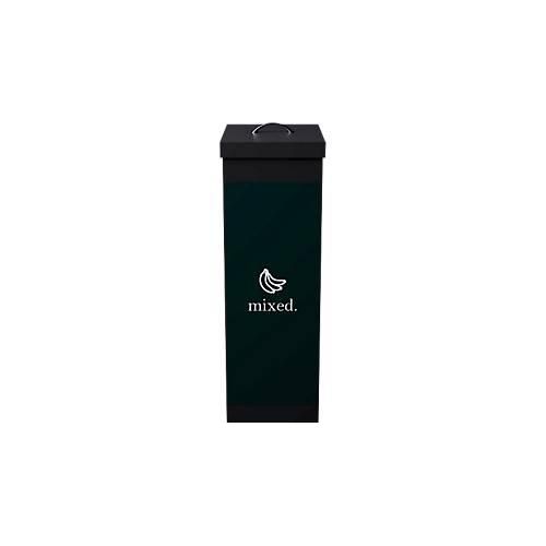 Wertstoffsammler Paperflow, Volumen 60 l, für Restmüll, mit abnehmbarem Deckel & Piktogramm, erweiterbar, L 363 x B 263 x H 760 mm, Polystyrol, schwarz-schwarz