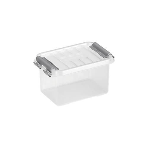 Aufbewahrungsbox Sunware Q-LINE, Verschlussclips, transparent, stapelbar, 0,4L, L 118 x B 77 x H 62 mm, grau