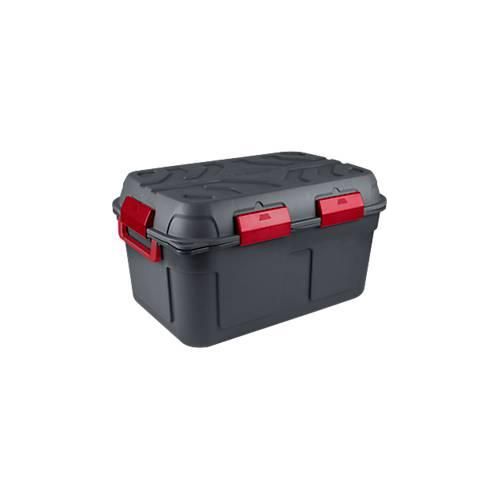 Aufbewahrungsbox Sunware Q-LINE, 130L, wasserdicht, mit Griff und Rollen, 6 Verschlussclips, L 790 x B 425 x H 425 mm, anthrazit/rot