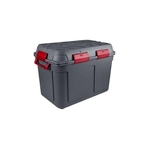 Aufbewahrungsbox Sunware Q-LINE, 160L, wasserdicht, mit Griff und Rollen, 6 Verschlussclips, L 790 x B 545 x H 545 mm, anthrazit/rot