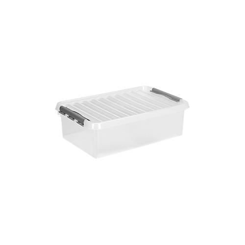 Aufbewahrungsbox Sunware Q-LINE, Verschlussclips, transparent, stapelbar, 32L, L 600 x B 400 x H 180 mm, grau