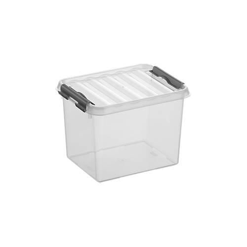 Aufbewahrungsbox Sunware Q-LINE, Verschlussclips, transparent, stapelbar, 3L, L 200 x B 150 x H 143 mm, grau