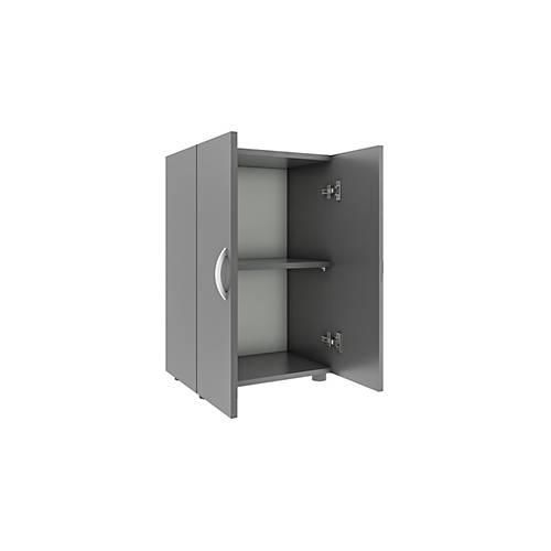 Aktenschrank Ulas, 2 Ordnerhöhen, 1 Fachboden, für ca. 14 Ordner, Flügeltüren, B 490 x T 340 x H 740 mm, Holz, anthrazit