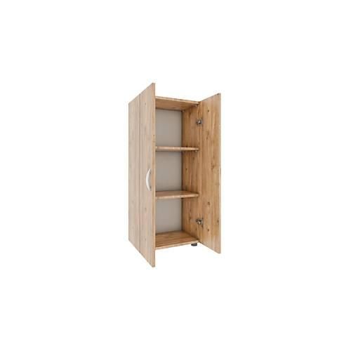 Aktenschrank Ulas, 3 Ordnerhöhen, 2 Fachböden, für ca. 21 Ordner, Flügeltüren, B 490 x T 340 x H 1080 mm, Holz, Honig-Eiche