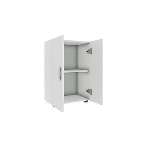 Aktenschrank Ulas, 2 Ordnerhöhen, 1 Fachboden, für ca. 14 Ordner, Flügeltüren, B 490 x T 340 x H 740 mm, Holz, weiß